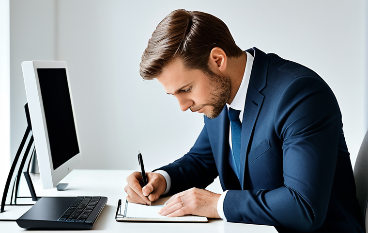 A professional male individual, fully clothed in a modest business suit, sitting at a modern desk in a well-lit, minimalist office. He is leaning slightly forward, with a thoughtful and empathetic expression, one hand gently resting on a notepad as if actively listening and processing information. The focus is on his compassionate facial features and open posture. safe for work, appropriate content, fully clothed, professional, perfect anatomy, correct proportions, natural pose, well-formed hands, proper finger count, natural body proportions, professional photography, high quality, soft ambient lighting.